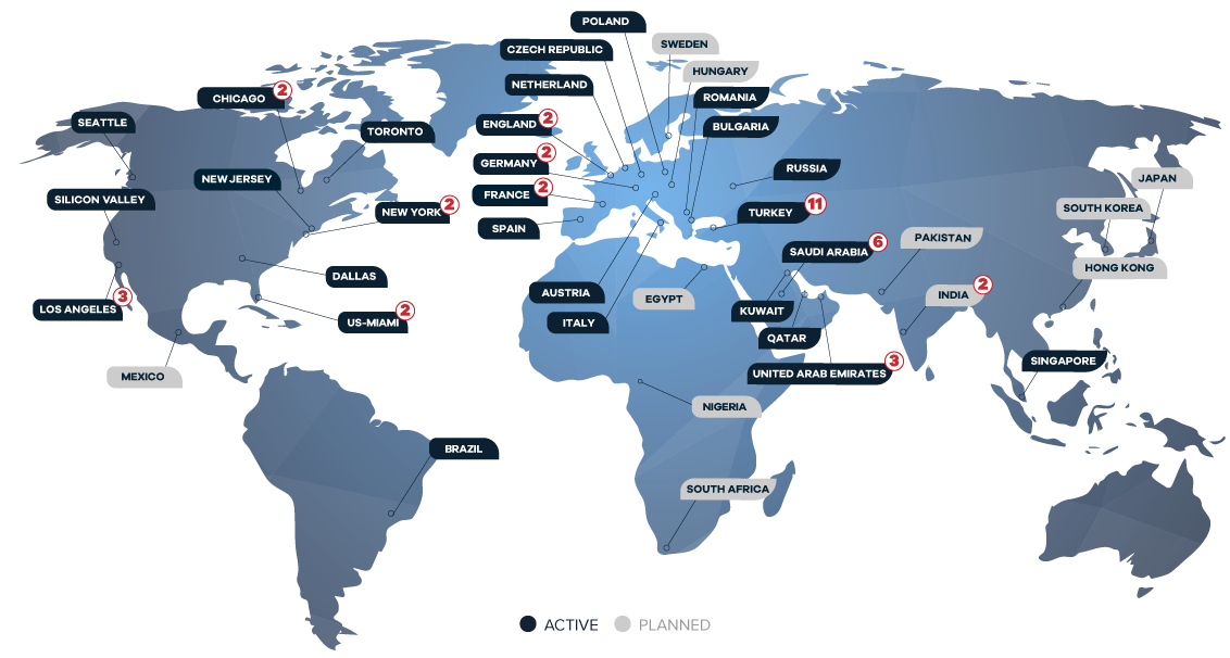 Points of presence of our Content Delivery Network